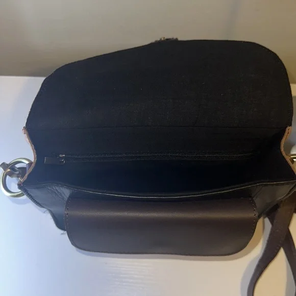 Leopard Hide and Leather Crossbody Satchel Purse - Picture 10 of 12